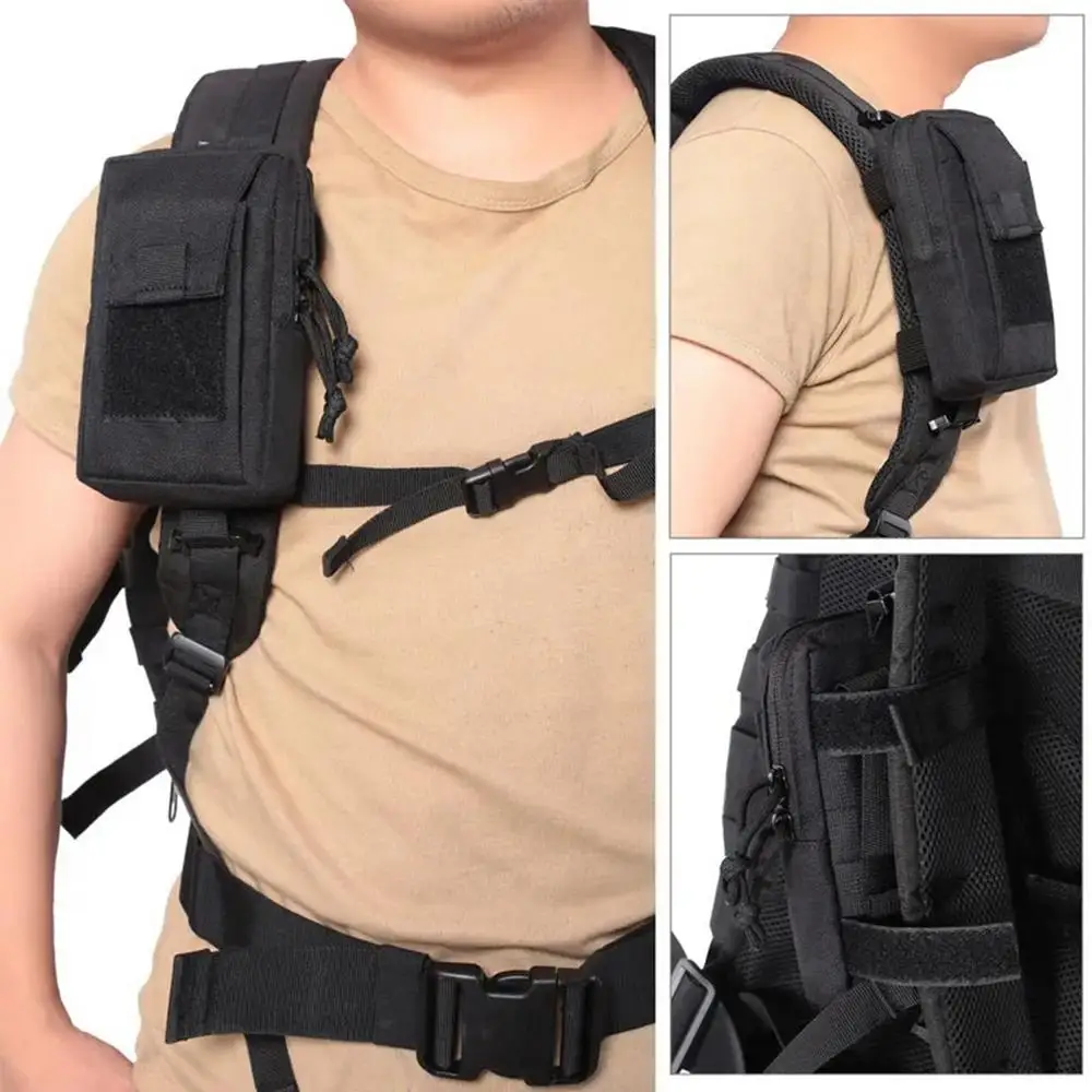 Wear-Resistant Shoulder Phone Pouch Walkie Talkie Bag Pouch Zipper Phone Bag With Adjustable Straps For Climbing Running Walking
