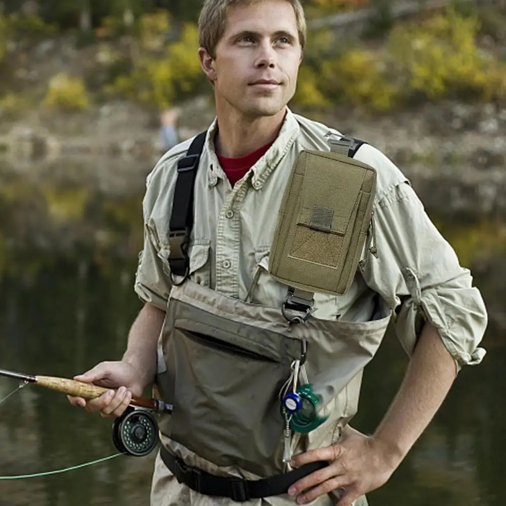 Wear-Resistant Shoulder Phone Pouch Walkie Talkie Bag Pouch Zipper Phone Bag With Adjustable Straps For Climbing Running Walking