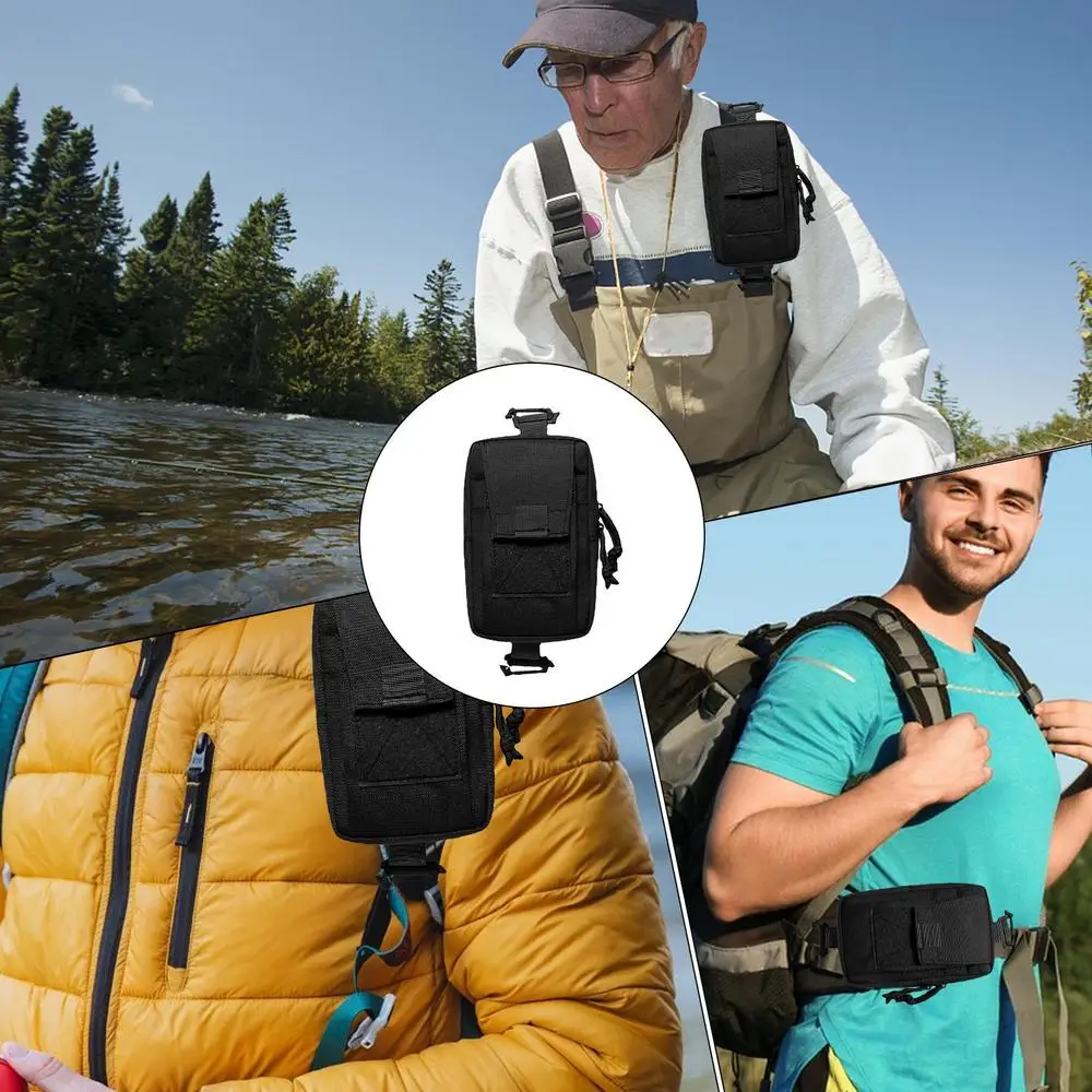 Wear-Resistant Shoulder Phone Pouch Walkie Talkie Bag Pouch Zipper Phone Bag With Adjustable Straps For Climbing Running Walking