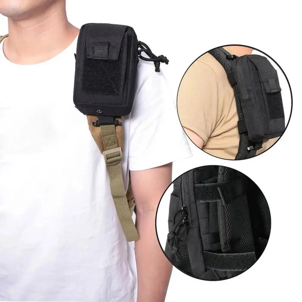 Wear-Resistant Shoulder Phone Pouch Walkie Talkie Bag Pouch Zipper Phone Bag With Adjustable Straps For Climbing Running Walking