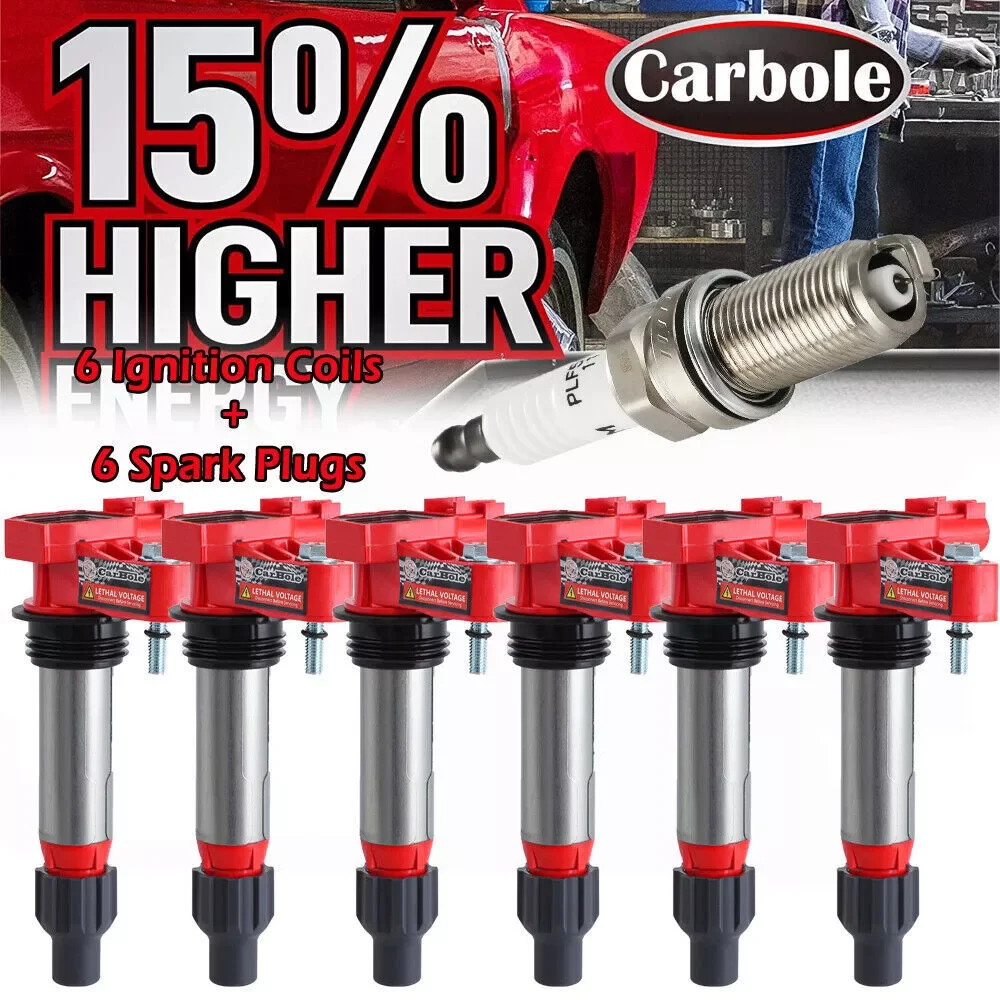 Carbole 6 Ignition Coils & Spark Plugs for Chevy Traverse Cadillac GMC Acadia 3.6L UF569