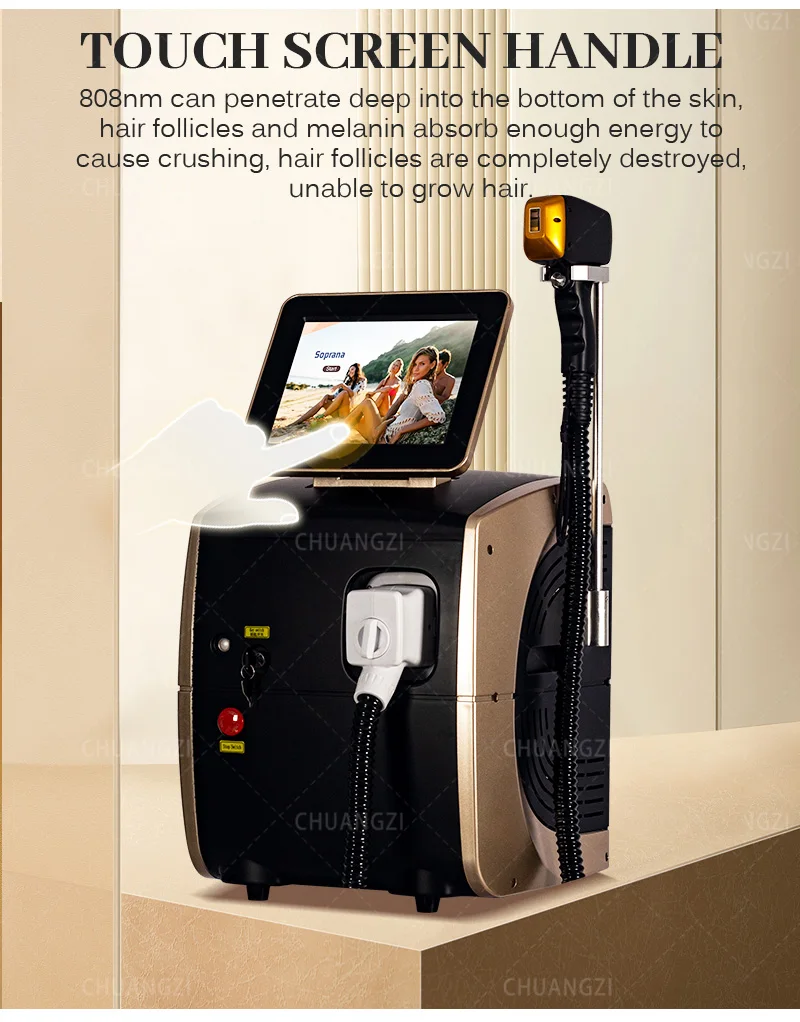 40 Million Shots Professional Diode Laser Hair Removal Machine Painless Ice Titanium Diode Triple Wave Epilator Women