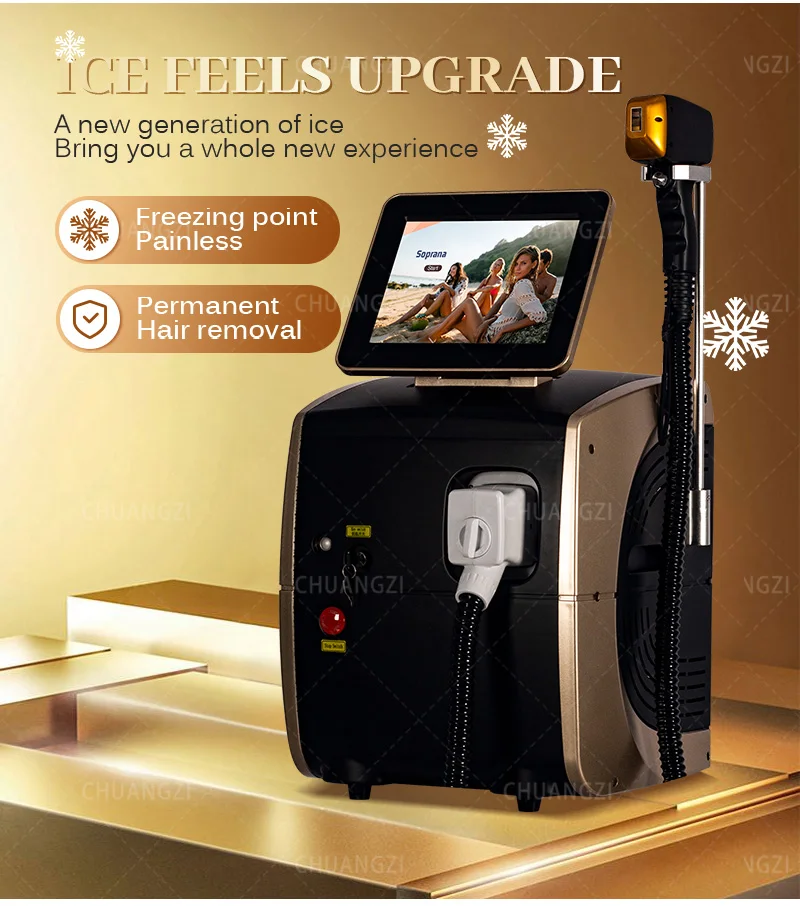 40 Million Shots Professional Diode Laser Hair Removal Machine Painless Ice Titanium Diode Triple Wave Epilator Women