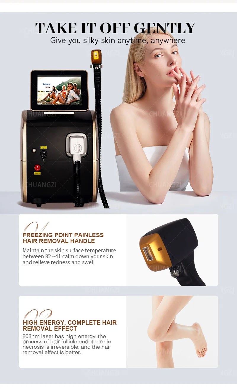 40 Million Shots Professional Diode Laser Hair Removal Machine Painless Ice Titanium Diode Triple Wave Epilator Women