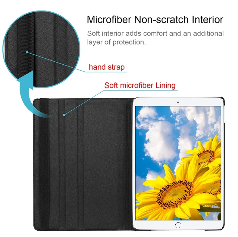 for New iPad Pro 11/10.5/9.7 Air 4/3/2 10.2/9.7 mini 3/4/5 Smart Case 360° Rotation and Sleep Wake Protective Shell