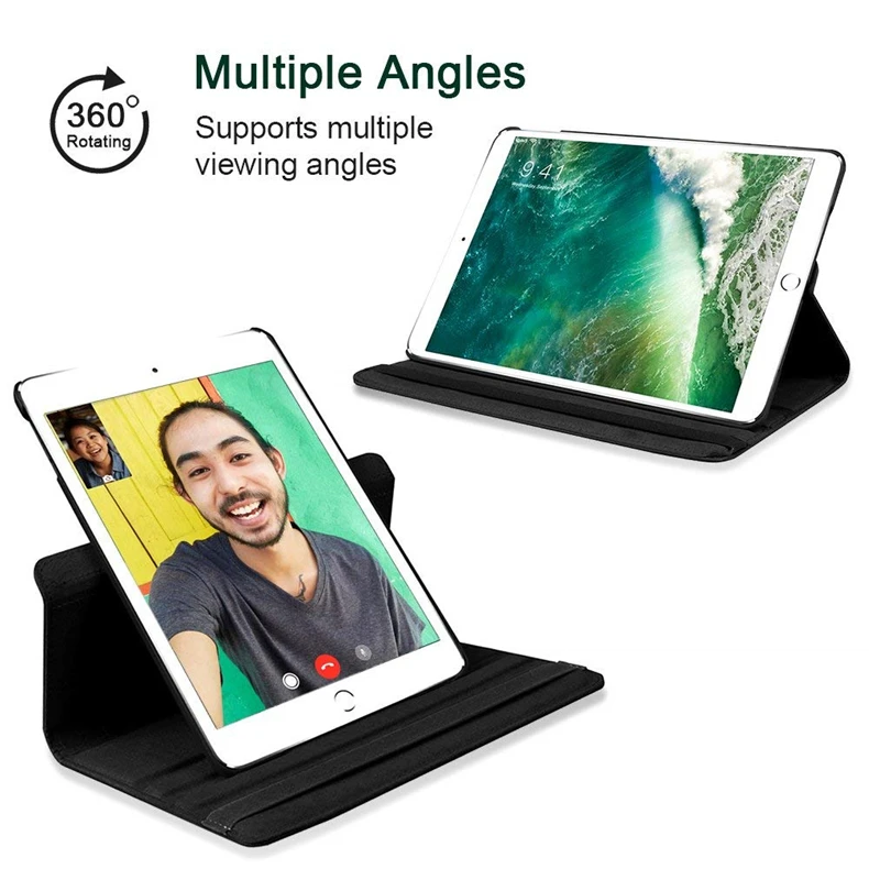 for New iPad Pro 11/10.5/9.7 Air 4/3/2 10.2/9.7 mini 3/4/5 Smart Case 360° Rotation and Sleep Wake Protective Shell