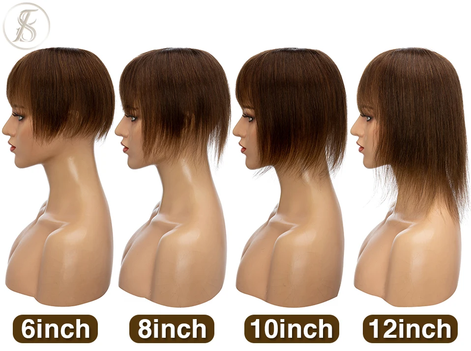 TESS Women Topper Clip In Hair Extensions 7x12.5cm Hair Toppers Natural Hair Wigs 100% Human Hair For Women Silk Base Hair Clips