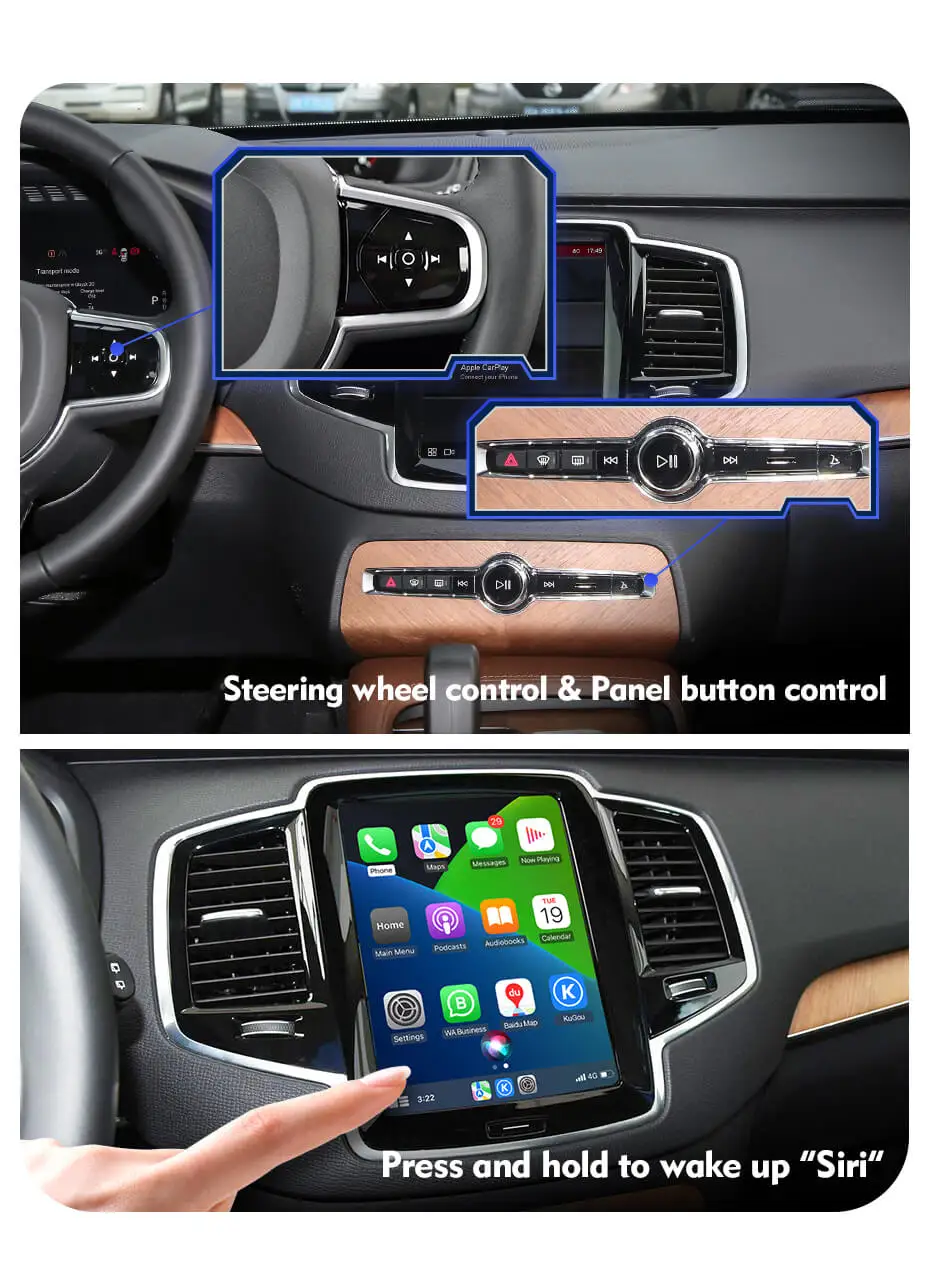 ISUDAR Wireless Carplay For Volvo XC90/XC60/XC40/S90/S60 Full Screen Carplay AI Upgrade Adapter USB Android Auto Hicar