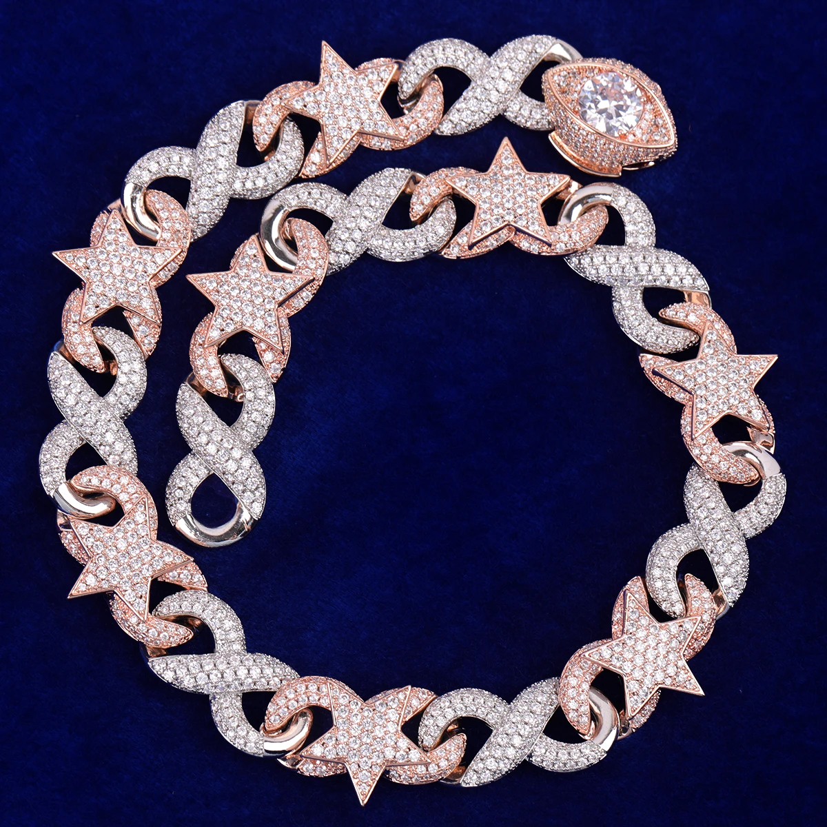 Bubble Letter Golden Color Star Miami Cuban Chain Necklace for Men Iced Out Zircon Hip Hop Link Choker Fashion Rock Jewelry