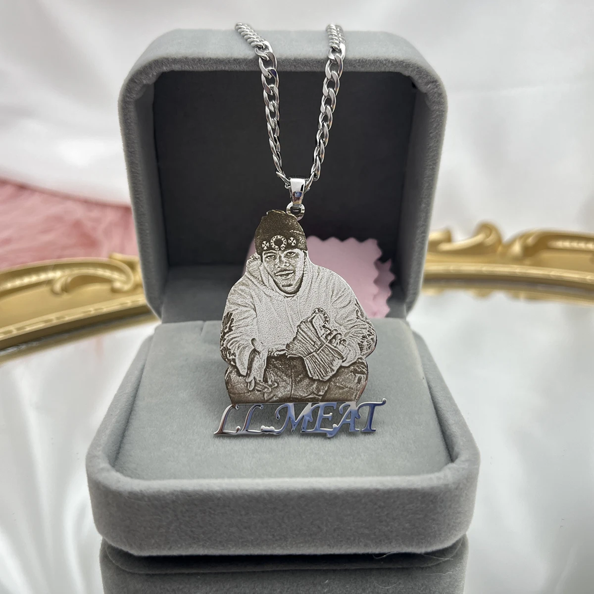 Stainless Steel Custom Photo Necklace Custom Picture Nameplate Pendant Necklace for Kids Custom Memory Jewelry for Family Gifts