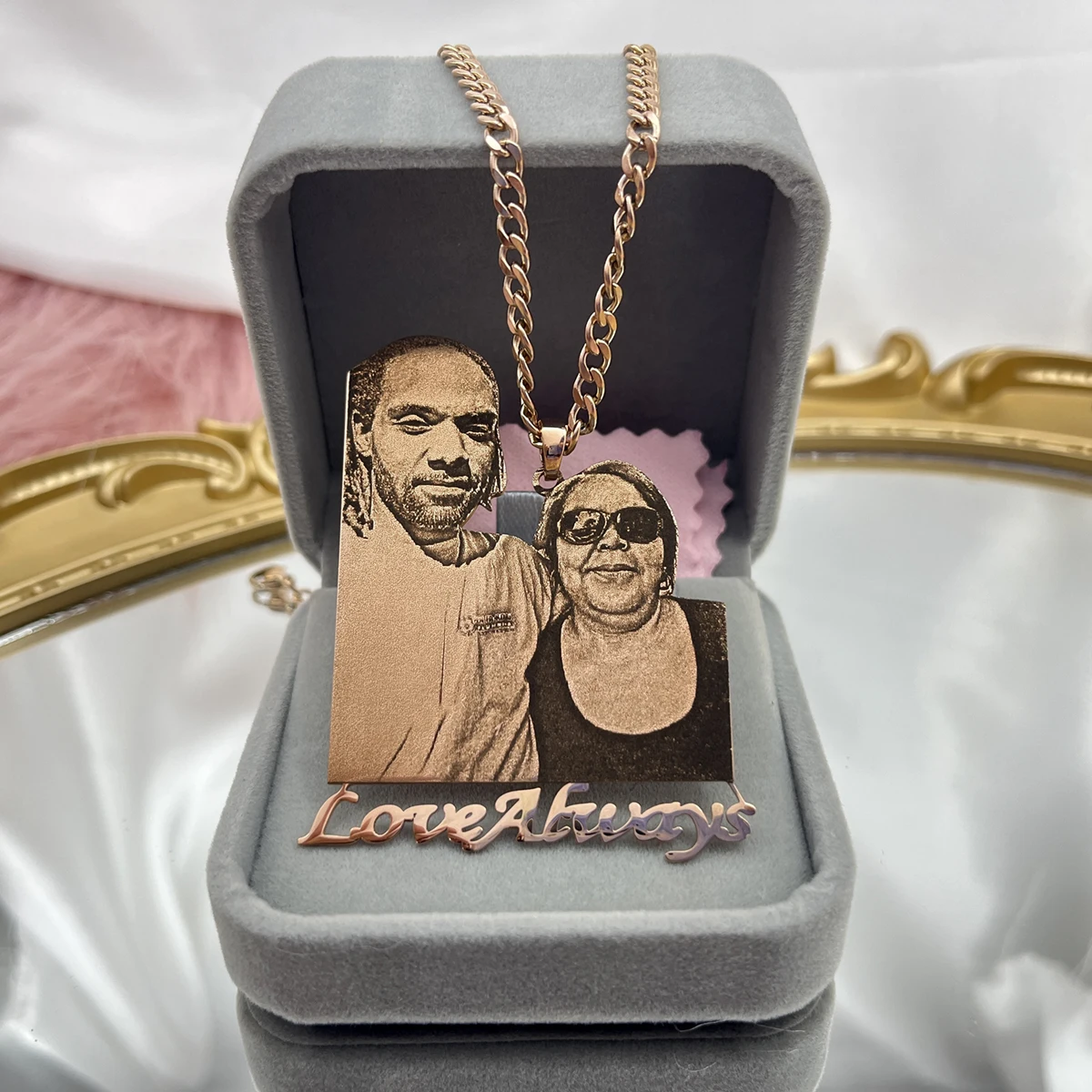 Stainless Steel Custom Photo Necklace Custom Picture Nameplate Pendant Necklace for Kids Custom Memory Jewelry for Family Gifts