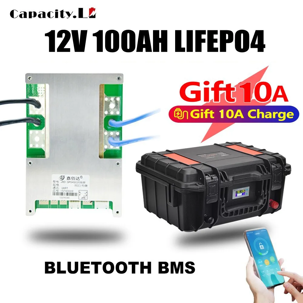 12V Lifefoe4 Battery 100AH Rechargeable Battery Pack 100ah With USB Cigarette Lighter Lithium Iron Phosphat RV Camping Battery