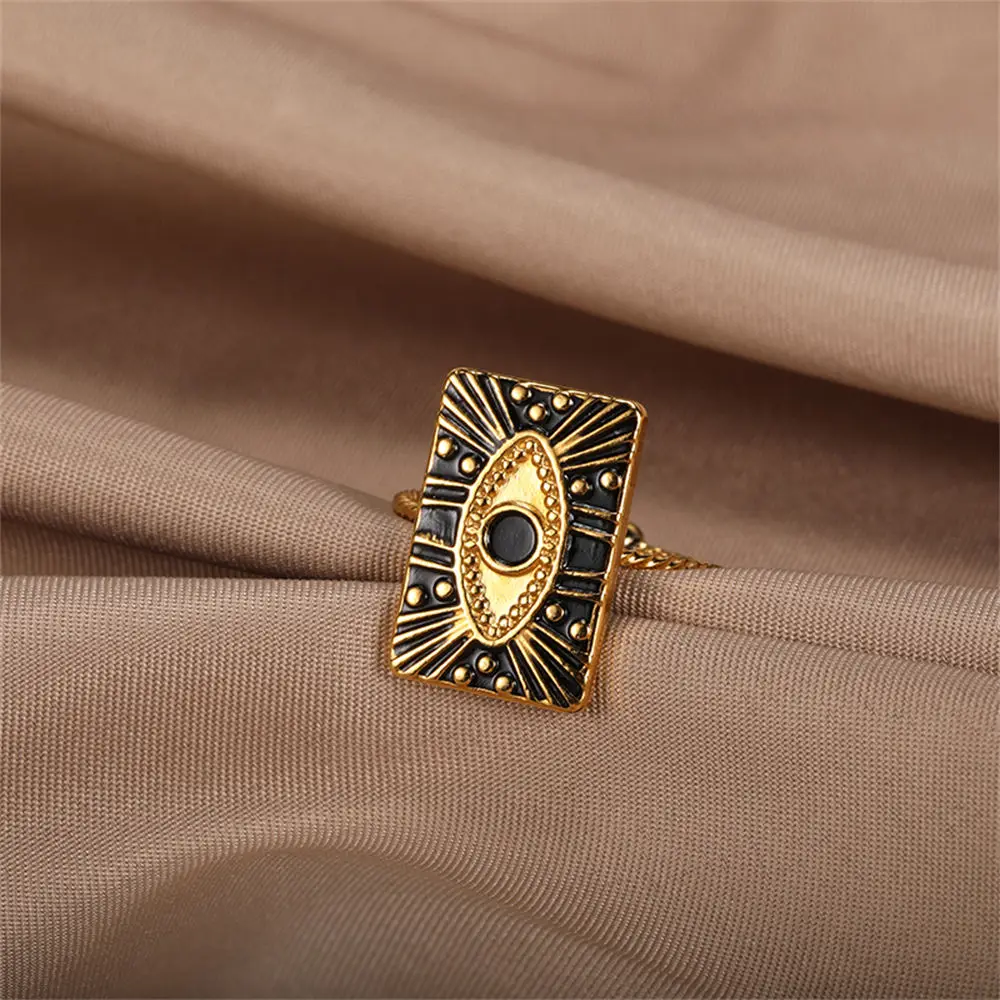 GATTVICT Fashion Turkey Evil Eye Heart Open Rings For Women Ring Turkish Eye Joints Gold Color Rings Men Stainless Steel Jewelry