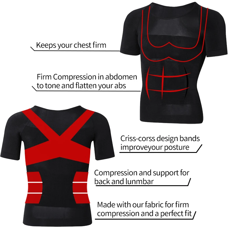 Men Slimming Body Shaper Compression Shirt Gynecomastia Slim Shapewear Belly Shapers Tummy Reducing Tops Waist Trainer Shapewear