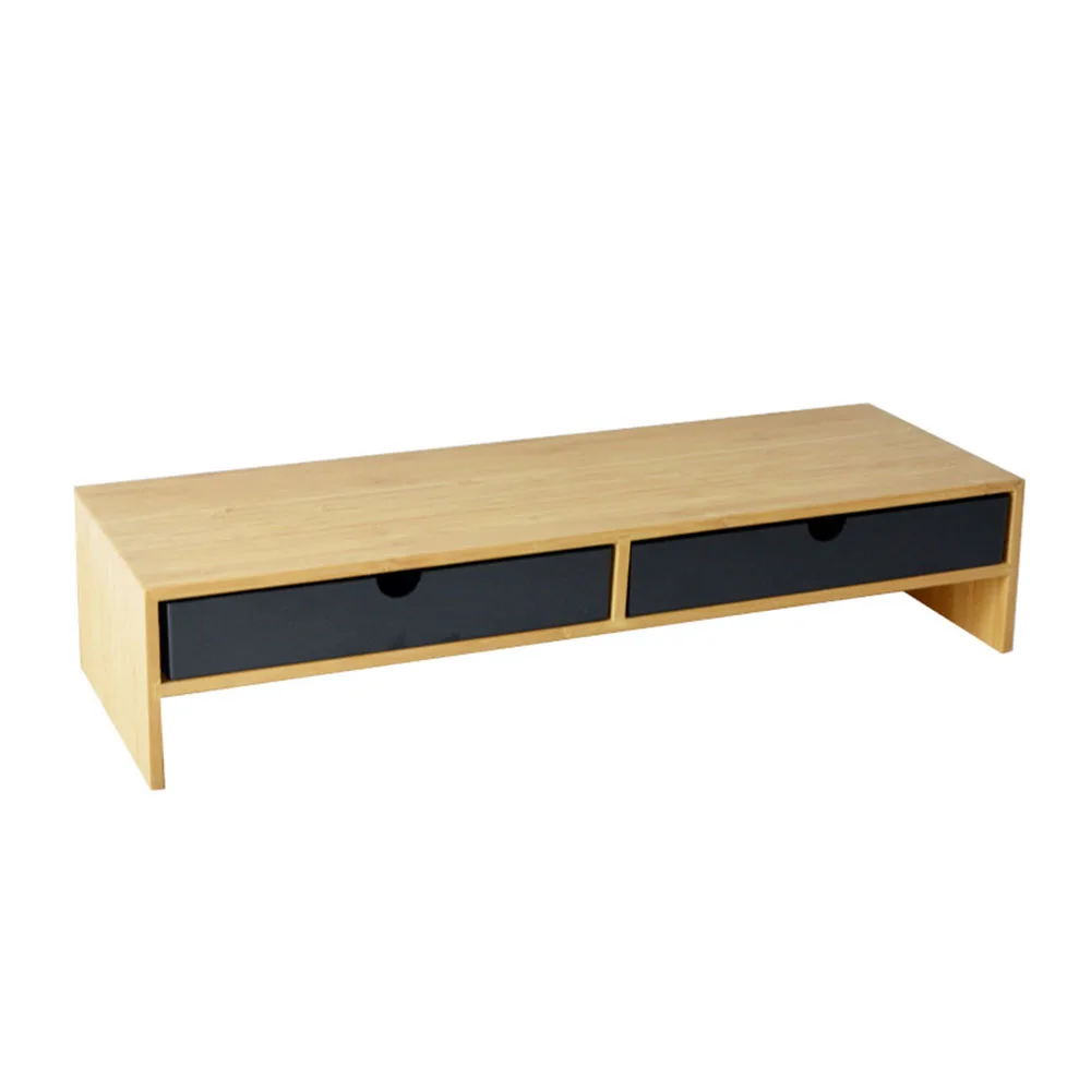 Multifunction Home Bamboo Organizing Rack Monitor Raised Shelf Office Computer Desktop Riser Rack Table Display Storage Holder
