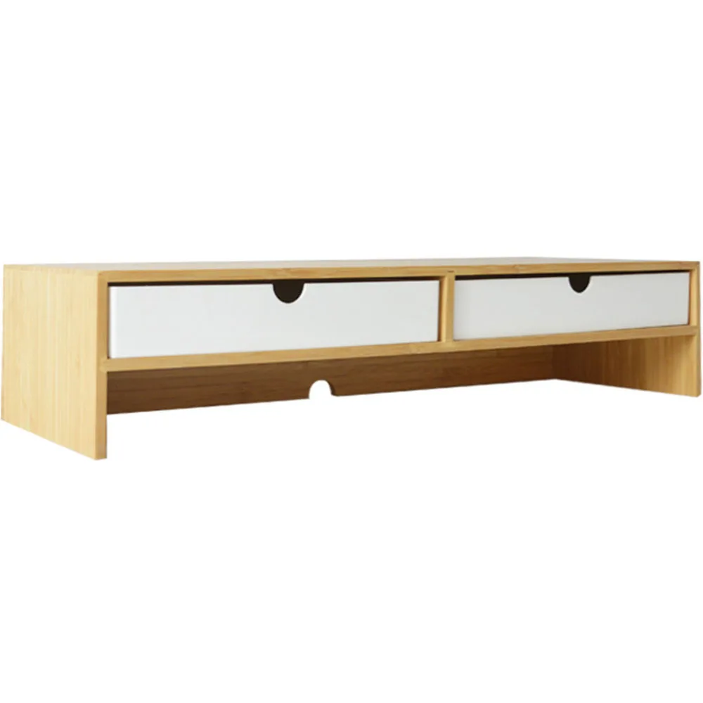 Multifunction Home Bamboo Organizing Rack Monitor Raised Shelf Office Computer Desktop Riser Rack Table Display Storage Holder
