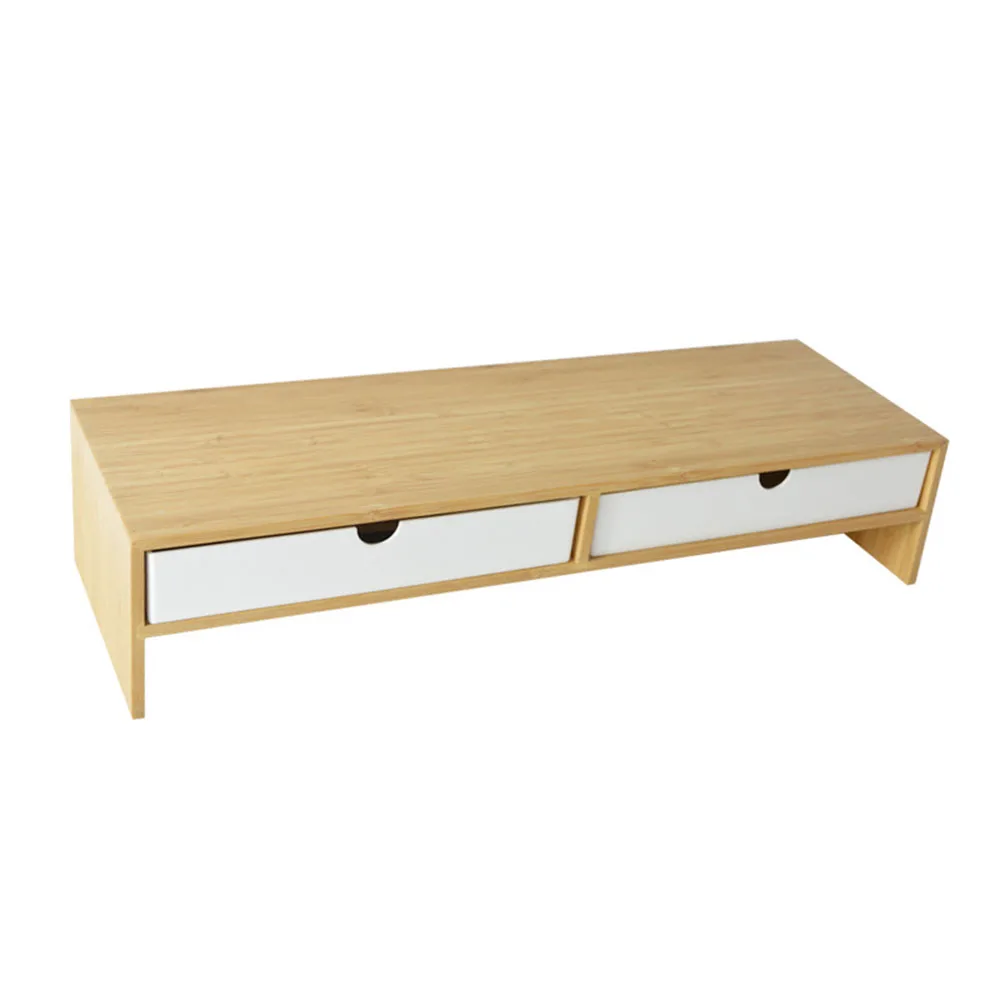 Multifunction Home Bamboo Organizing Rack Monitor Raised Shelf Office Computer Desktop Riser Rack Table Display Storage Holder