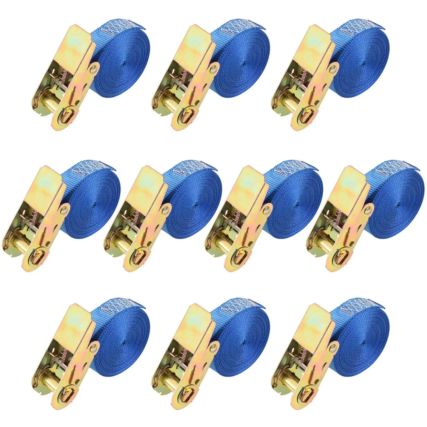 FIXKIT 10Pcs Tension Belt Lashing Straps Tie Down Straps Adjustable 6M Long Quick Release Buckle Durable Logistic Cargo Straps