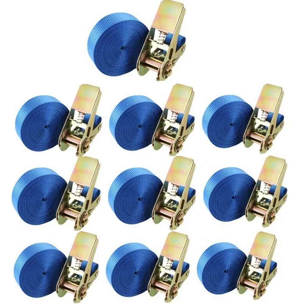 FIXKIT 10Pcs Tension Belt Lashing Straps Tie Down Straps Adjustable 6M Long Quick Release Buckle Durable Logistic Cargo Straps