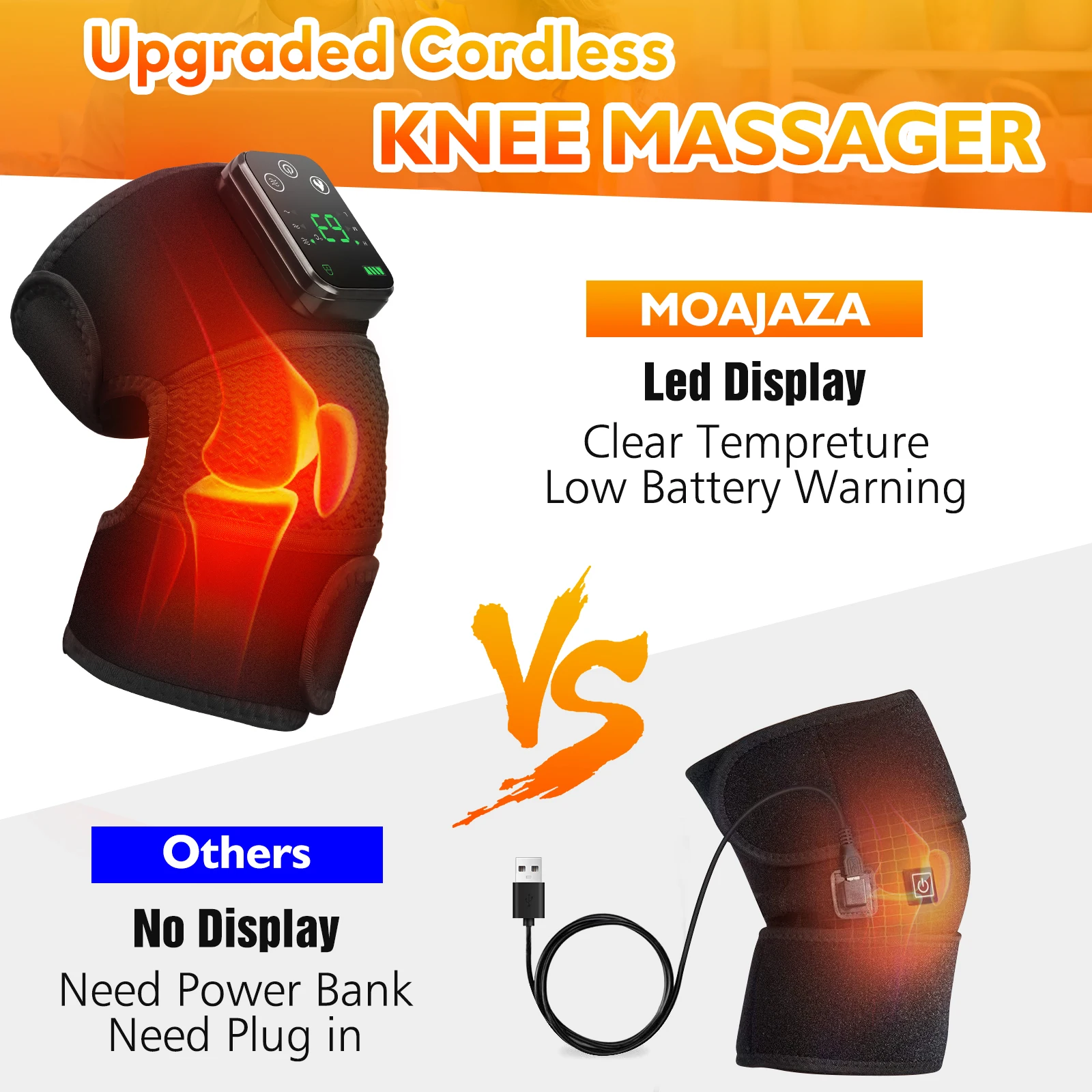Electric Heating Pad Knee Massager 3 in 1 Joint Care Brace Shoulder Elbow Protector Cordless Leg Massage Belt Adjust Tempreture