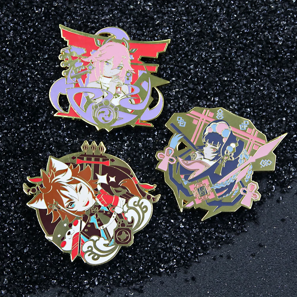 Alhaitham Enamel Pins Brooch Zhongli Xiao Venti Figure Brooches Metal Badge Button Collection Souvenir Jewelry