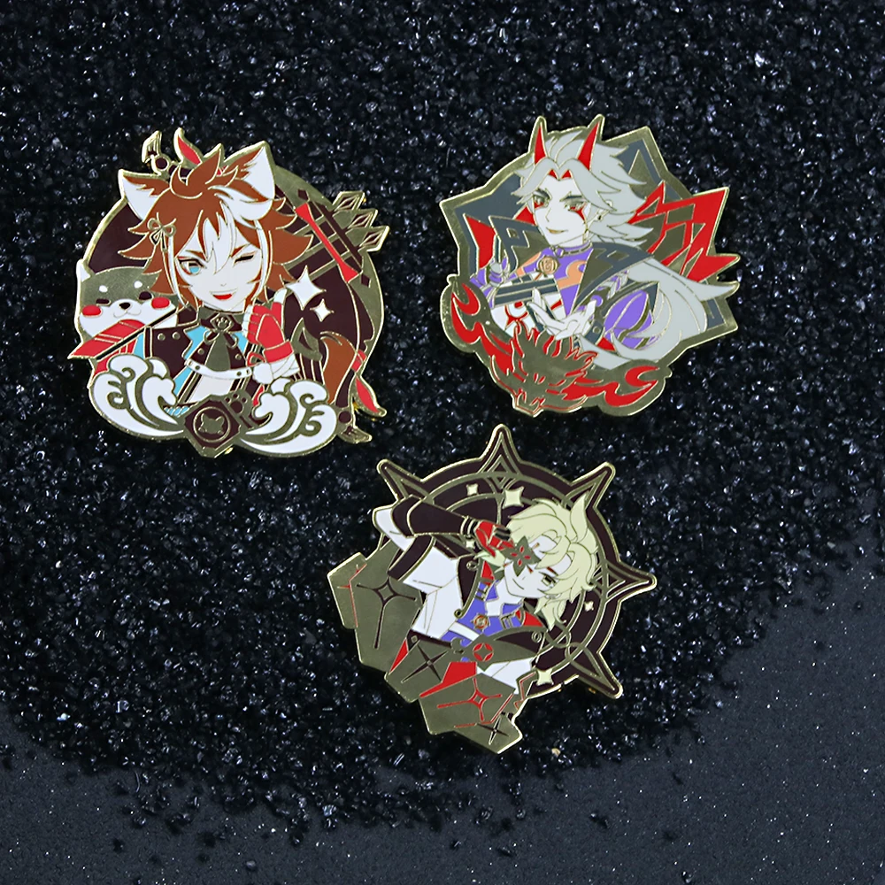 Alhaitham Enamel Pins Brooch Zhongli Xiao Venti Figure Brooches Metal Badge Button Collection Souvenir Jewelry
