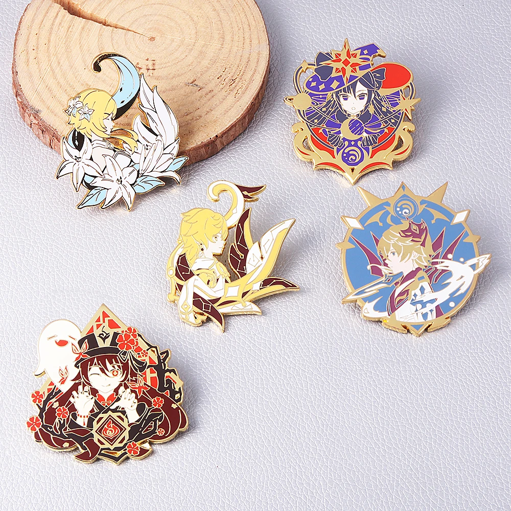 Alhaitham Enamel Pins Brooch Zhongli Xiao Venti Figure Brooches Metal Badge Button Collection Souvenir Jewelry