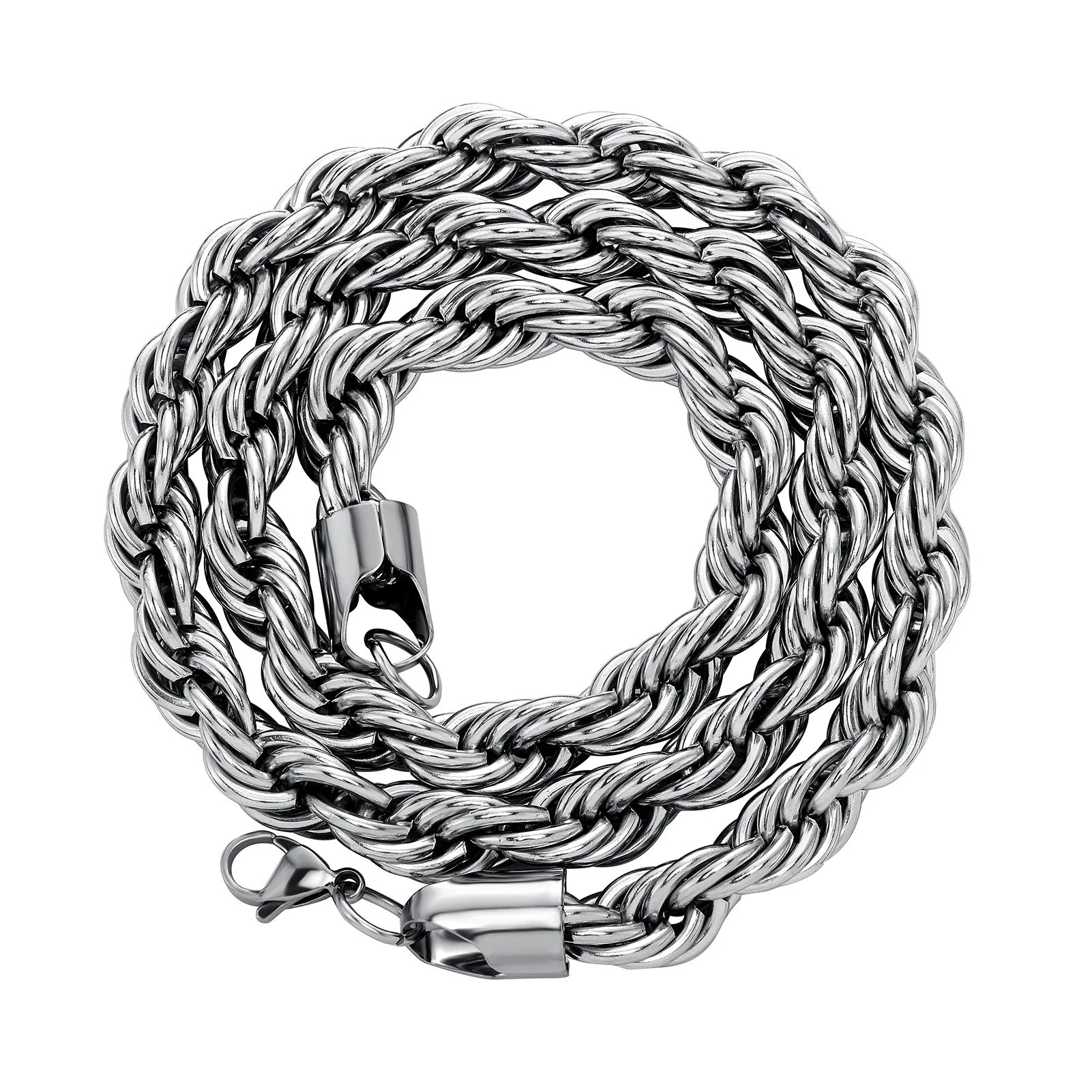 GUCY 10mm Rope Chain Necklace Lowkey fashion Stainless Steel Men Women Jewelry Gifts