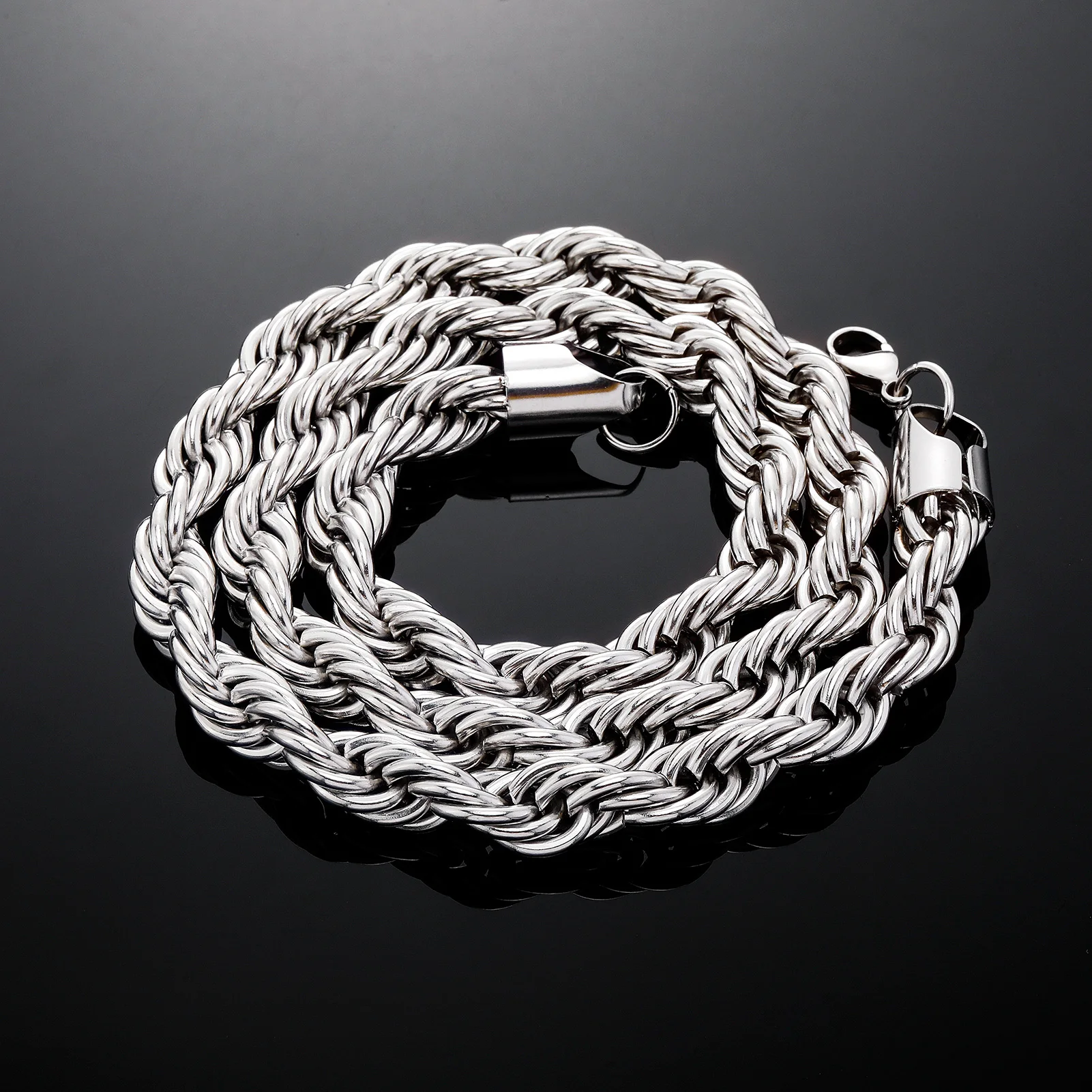 GUCY 10mm Rope Chain Necklace Lowkey fashion Stainless Steel Men Women Jewelry Gifts