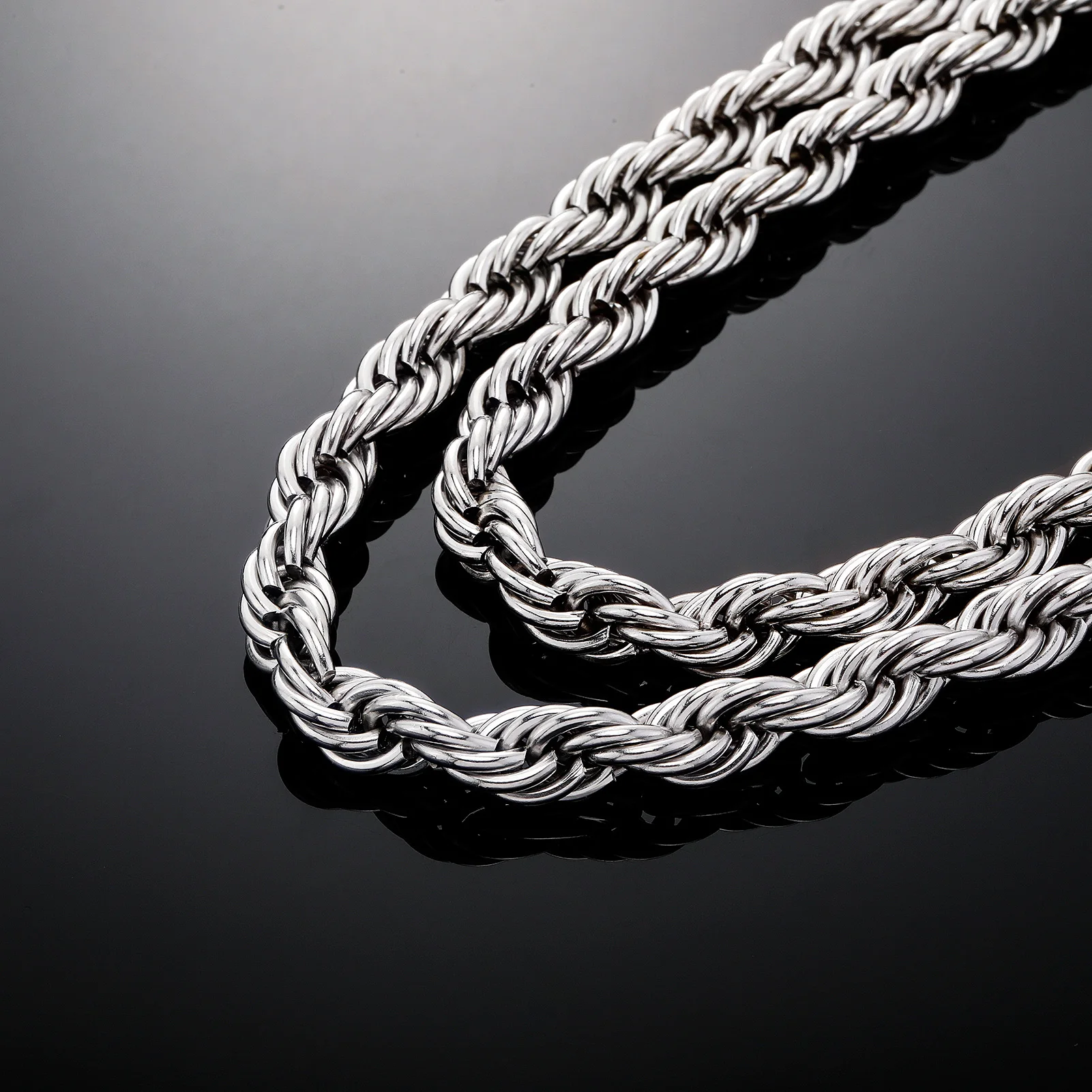 GUCY 10mm Rope Chain Necklace Lowkey fashion Stainless Steel Men Women Jewelry Gifts