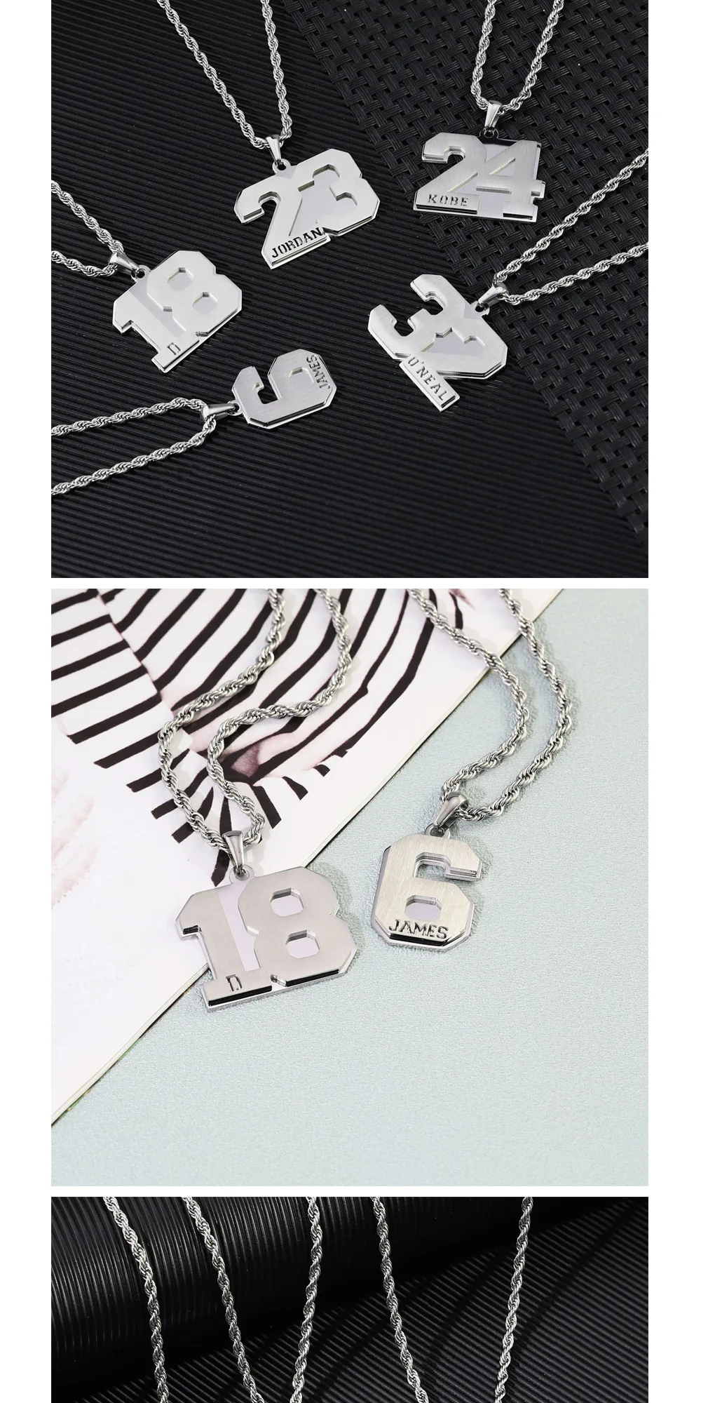 DUOYING Personalized Number Chain Sports Fans Pendant Soccer Football Basketball Name Engraved Custom Necklace
