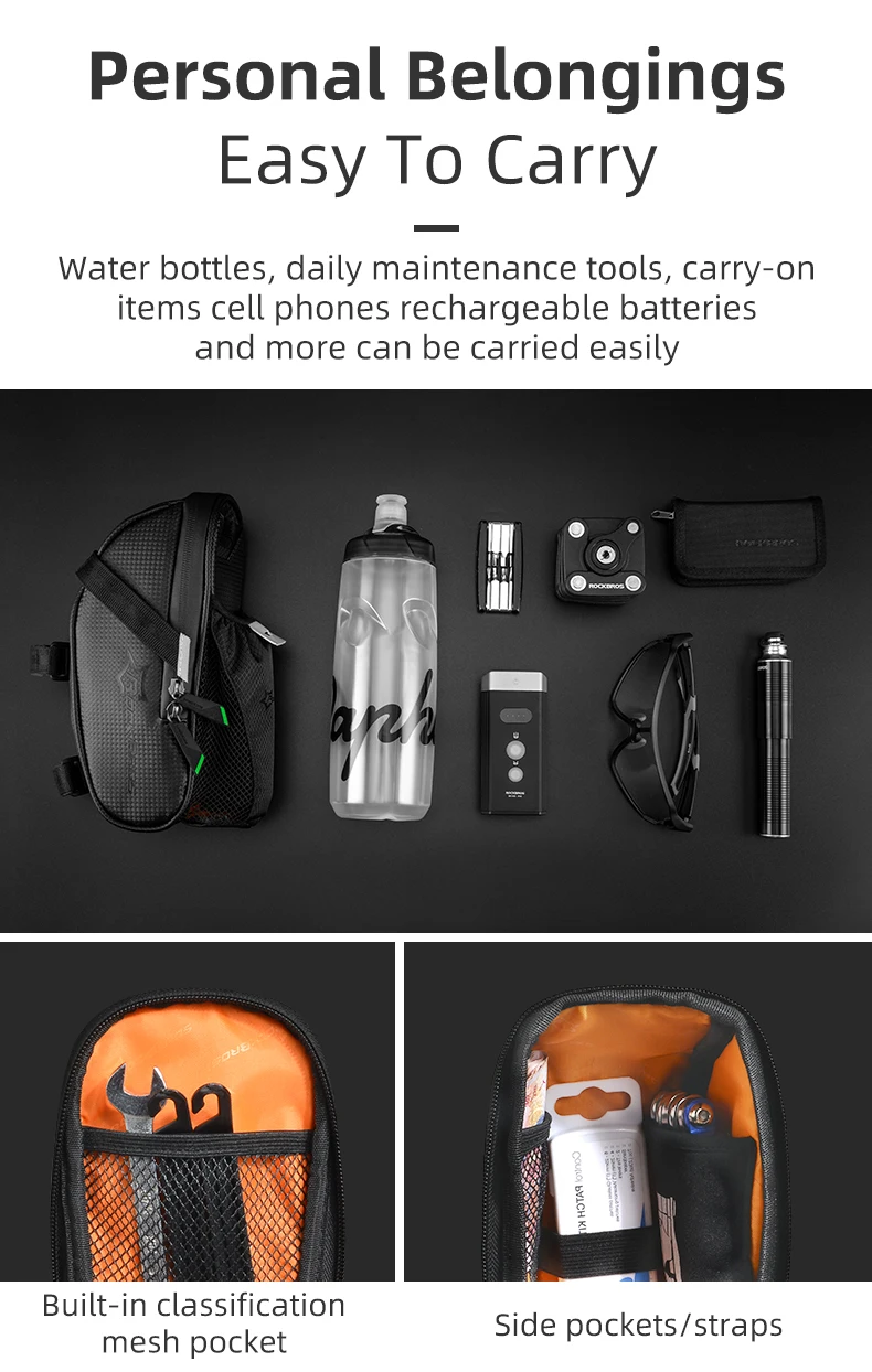 ROCKBROS Rainproof Bike Saddle Bag Bicycle Rear Bags With Water Bottle Pocket Bicycle Reflective Pouch Back Seat Tail Bag