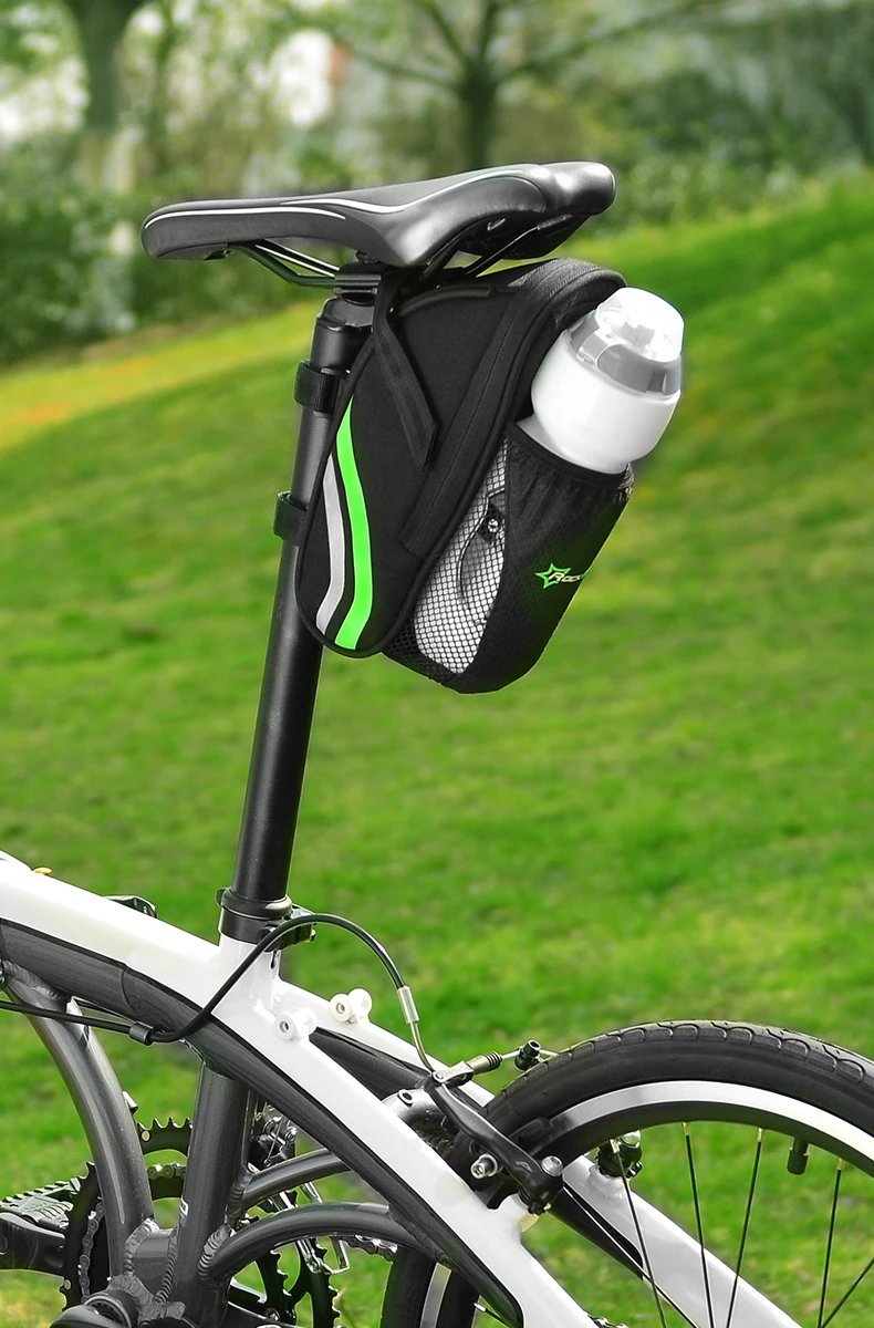 ROCKBROS Rainproof Bike Saddle Bag Bicycle Rear Bags With Water Bottle Pocket Bicycle Reflective Pouch Back Seat Tail Bag