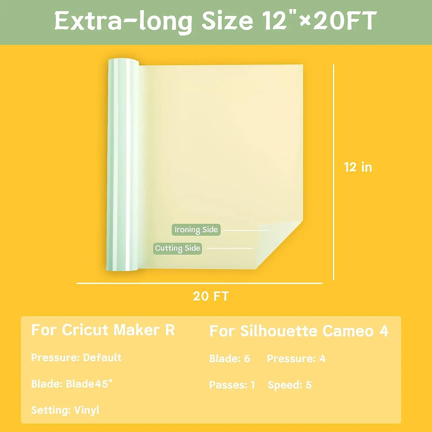 HTVRONT 12"X20ft Matte Sublimation HTV Vinyl for Light-Colored Shirts Clear Heat Transfer Vinyl for Sublimation Cotton Fabric