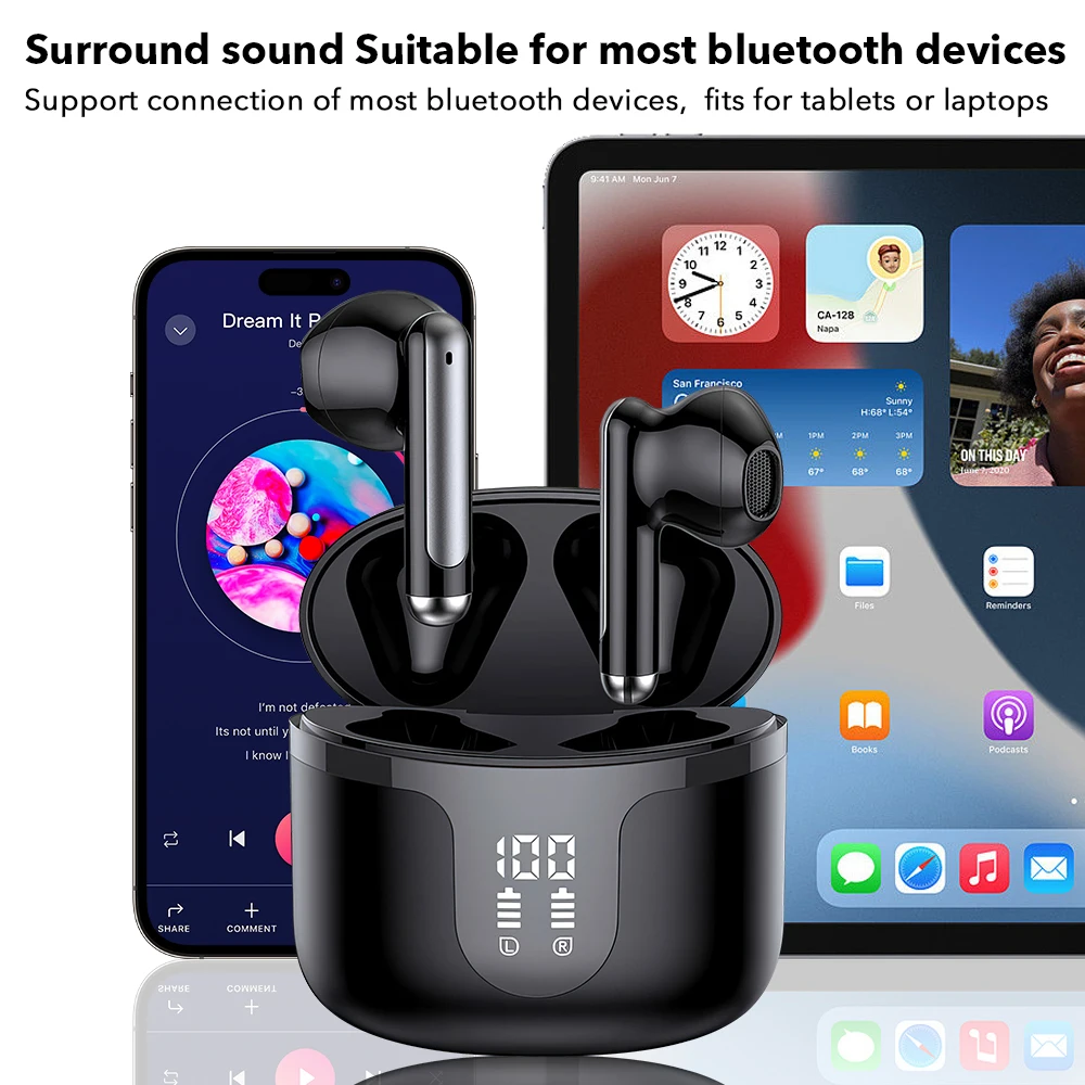 Mpow S47 True Wireless Bluetooth V5.3 Earphones with 35H Playback TWS Waterproof Earbuds for iPhone Huawei Xiaomi All Smartphone