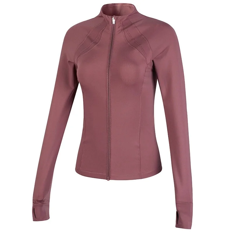 Women’s Slim Fit Lightweight Full Zip Up Yoga Workout Jacket Athletic Running Sports Track Jacket with Pockets Thumb