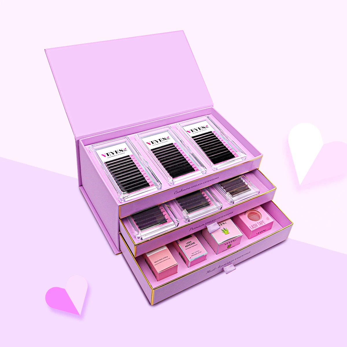 Veyes Inc MUST-HAVE Boxes For Eyelash Extensions Veyelash Lashes Glue Lash Bonder Remover Tape Volume Tweezer