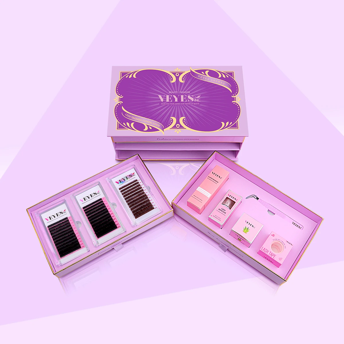 Veyes Inc MUST-HAVE Boxes For Eyelash Extensions Veyelash Lashes Glue Lash Bonder Remover Tape Volume Tweezer