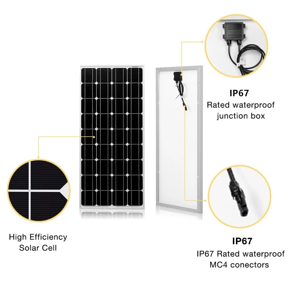 120W 240W 360W 480W Tempered Glass Solar Panel Rigid Painel 12V 1-4pcs Windproof Anti-snow Anti-hail PV Panels Solar System