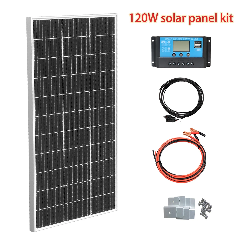 120W 240W 360W 480W Tempered Glass Solar Panel Rigid Painel 12V 1-4pcs Windproof Anti-snow Anti-hail PV Panels Solar System