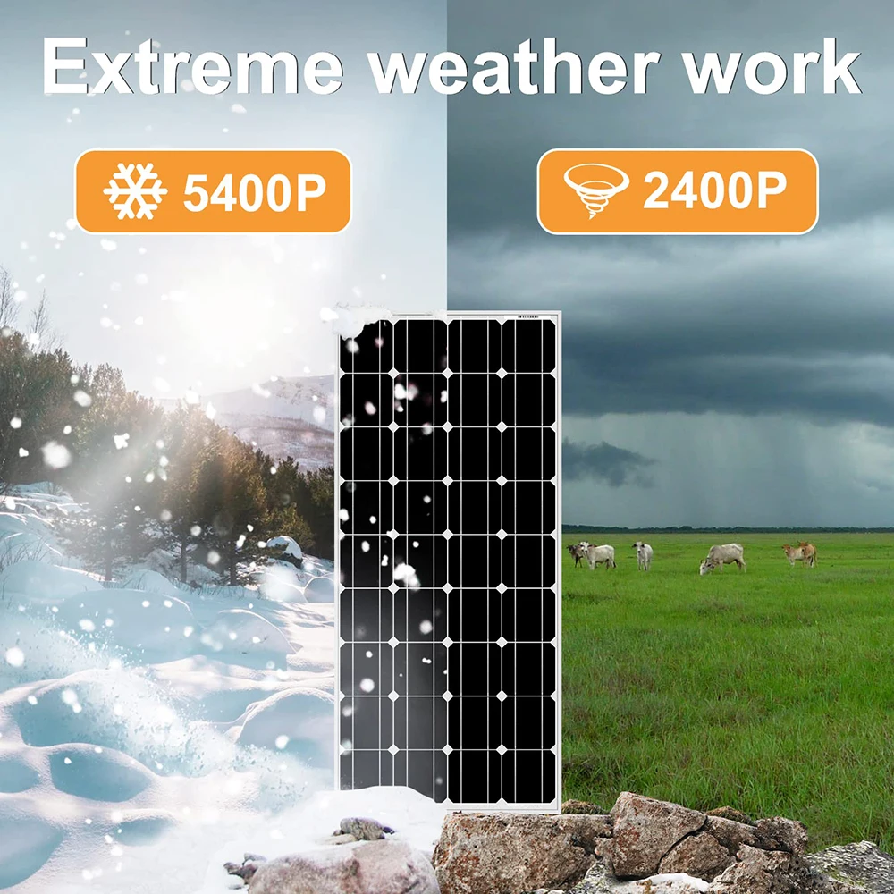 120W 240W 360W 480W Tempered Glass Solar Panel Rigid Painel 12V 1-4pcs Windproof Anti-snow Anti-hail PV Panels Solar System