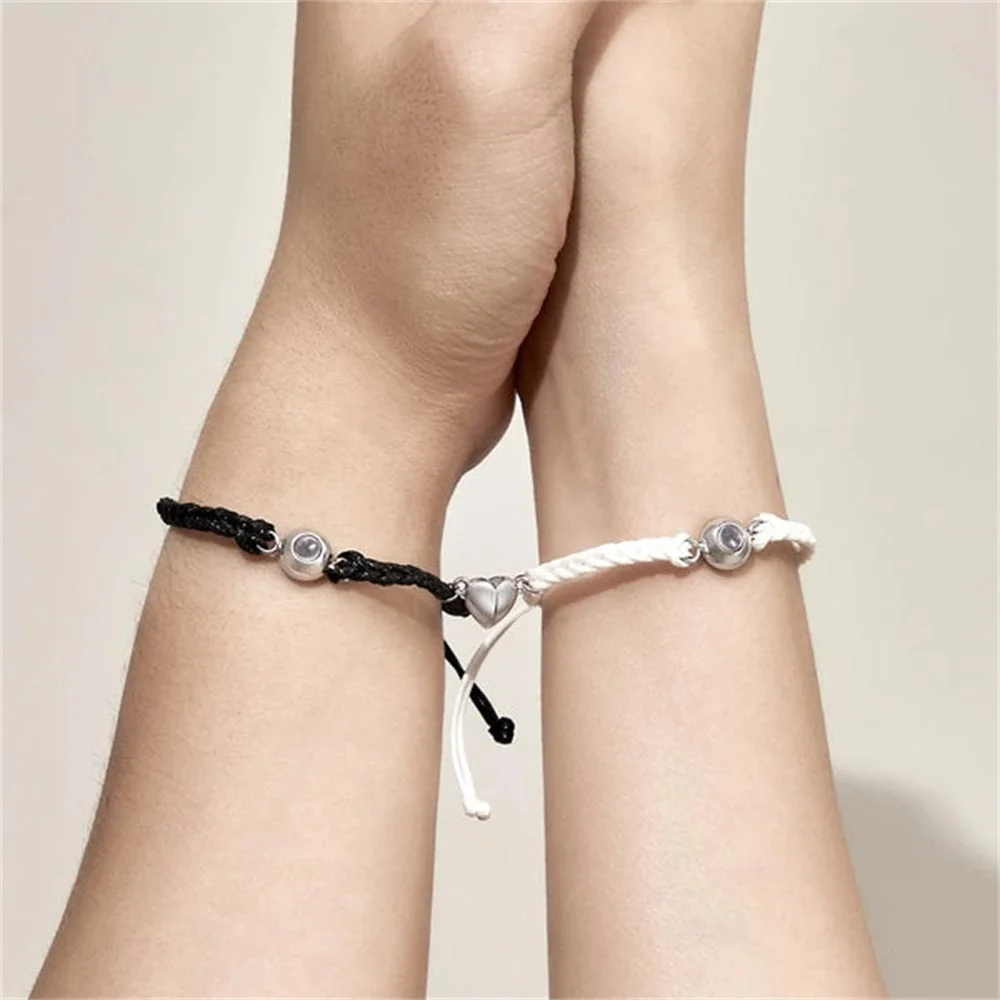 2PC Custom Photo Projection Bracelet For Women Men Personalized Adjustable Projection Couple Bracelets Anniversary Memorial Gift