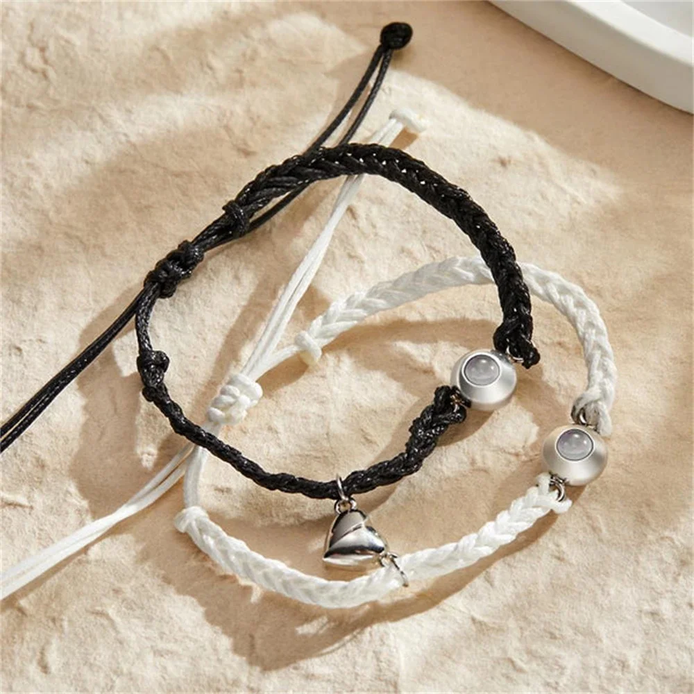 2PC Custom Photo Projection Bracelet For Women Men Personalized Adjustable Projection Couple Bracelets Anniversary Memorial Gift