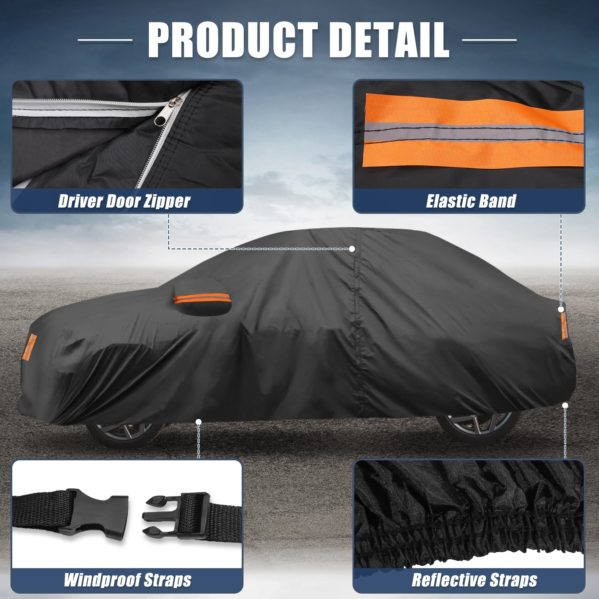 UXCELL Car Cover for Toyota Camry 2007-2022 210D-PU Oxford Outdoor Full Car Cover All Weather Waterproof Protection