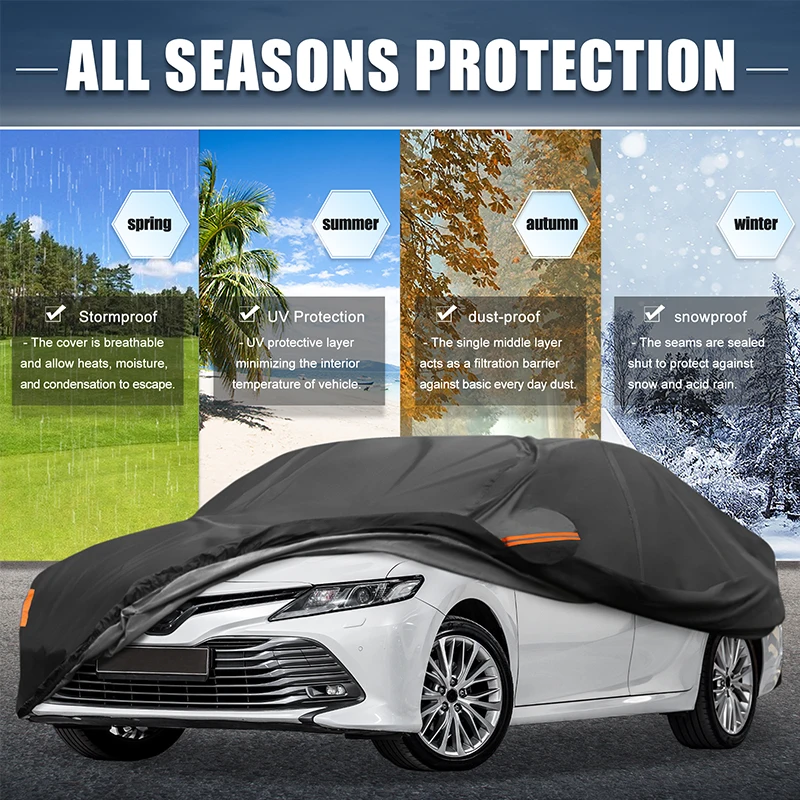 UXCELL Car Cover for Toyota Camry 2007-2022 210D-PU Oxford Outdoor Full Car Cover All Weather Waterproof Protection
