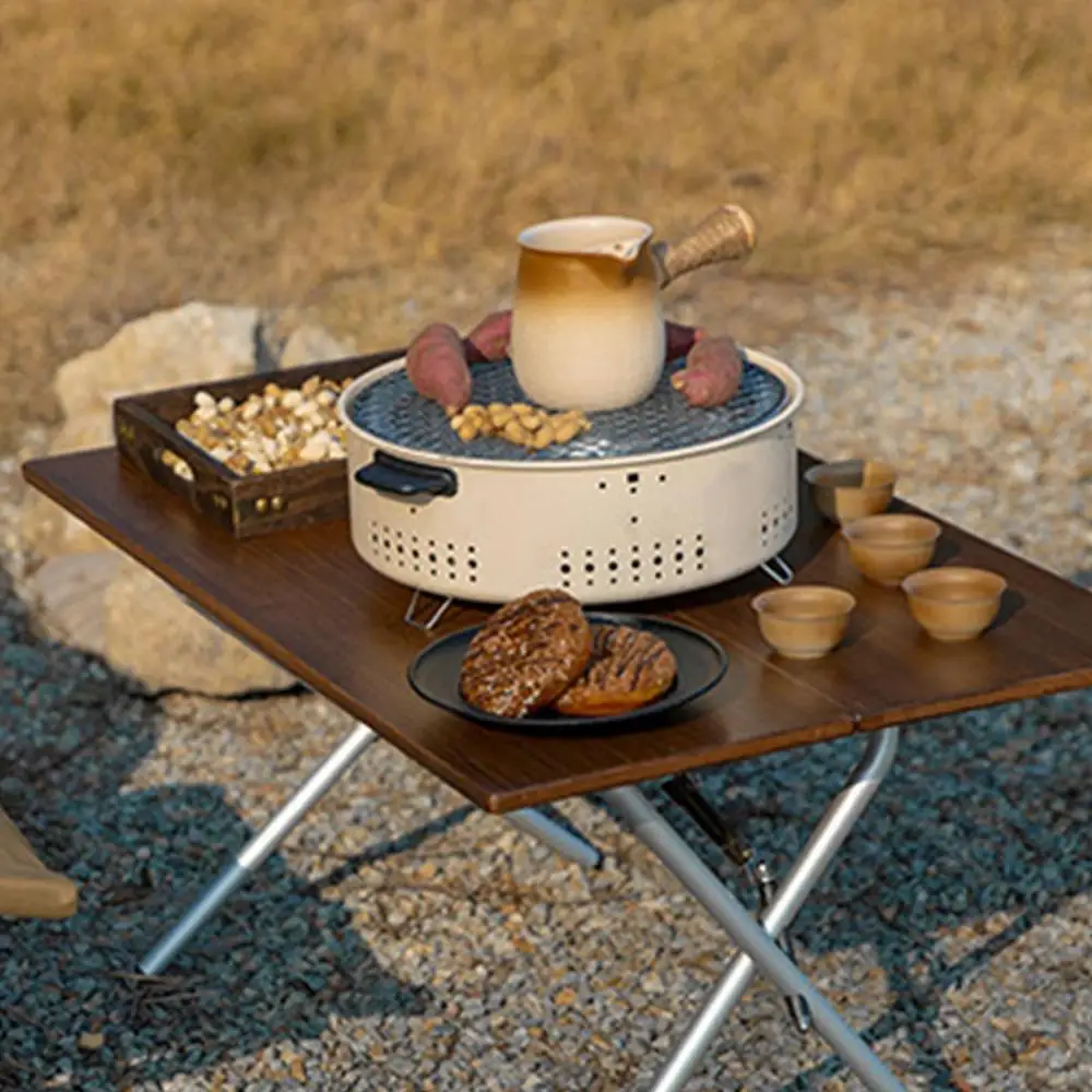 Round Charcoal Stove Portable Barbecue Grill Pan Barbecue Grill Home Barbecue Outdoor Camping Charcoal BBQ Stove Grills Mesh