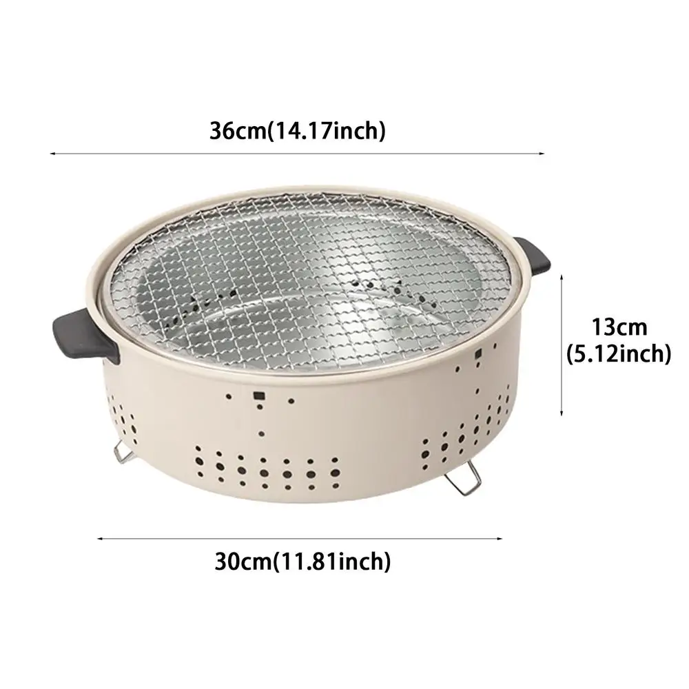 Round Charcoal Stove Portable Barbecue Grill Pan Barbecue Grill Home Barbecue Outdoor Camping Charcoal BBQ Stove Grills Mesh
