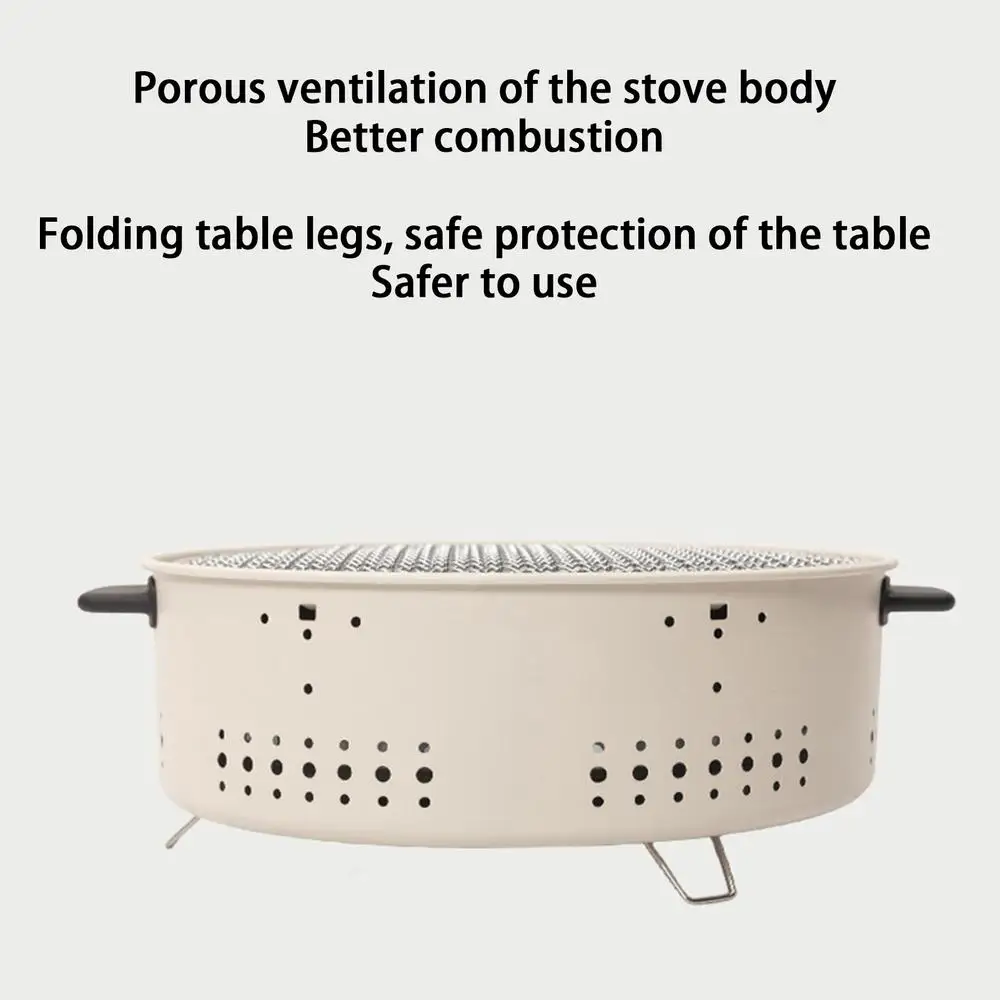 Round Charcoal Stove Portable Barbecue Grill Pan Barbecue Grill Home Barbecue Outdoor Camping Charcoal BBQ Stove Grills Mesh