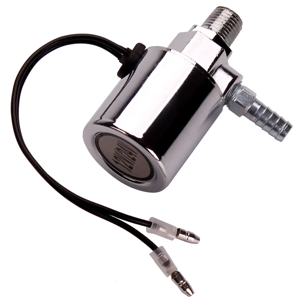 FARBIN Air Horn Solenoid Valve 1/4" NPT 12V/24V Electric Air Valve for Train Air Horn Chrome Plated Chrome Plated Metal Housing