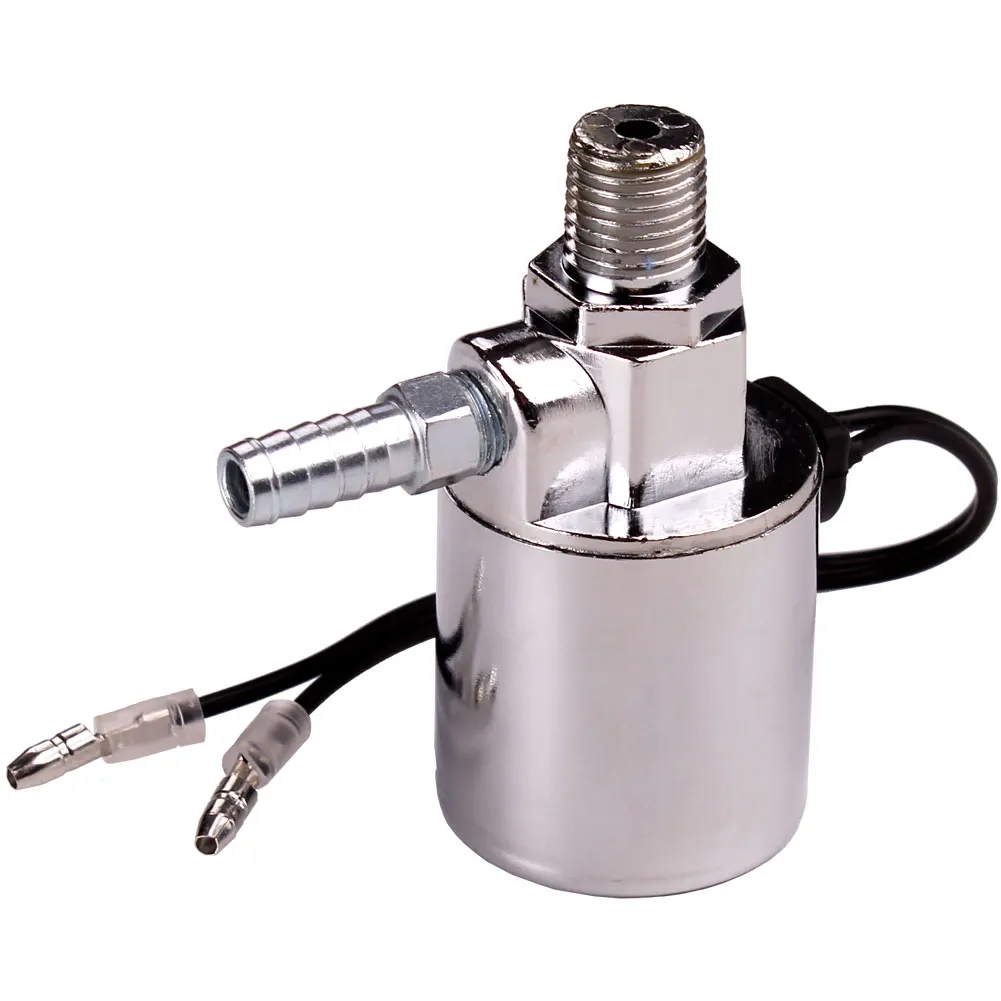 FARBIN Air Horn Solenoid Valve 1/4" NPT 12V/24V Electric Air Valve for Train Air Horn Chrome Plated Chrome Plated Metal Housing